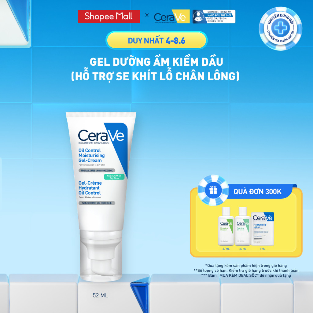 Gel dưỡng ẩm kiềm dầu 8H CeraVe Oil Control Gel-cream 52ml