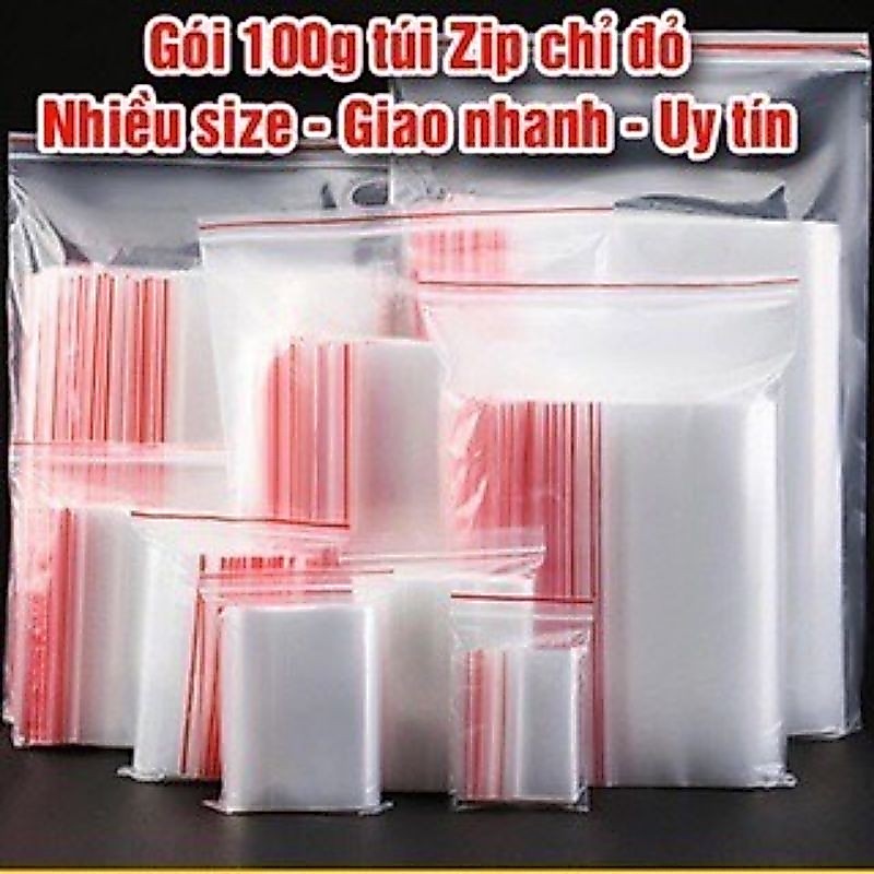 500 gram Túi Zip chỉ đỏ đủ size.  Túi Zip Đựng đồ khô.  đựng thực phẩm