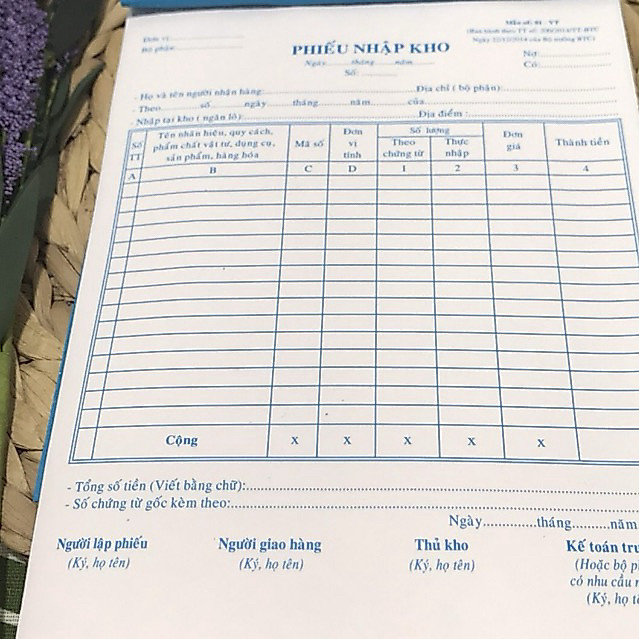 PHIẾU NHẬP KHO 2 LIÊN LỚN (H)