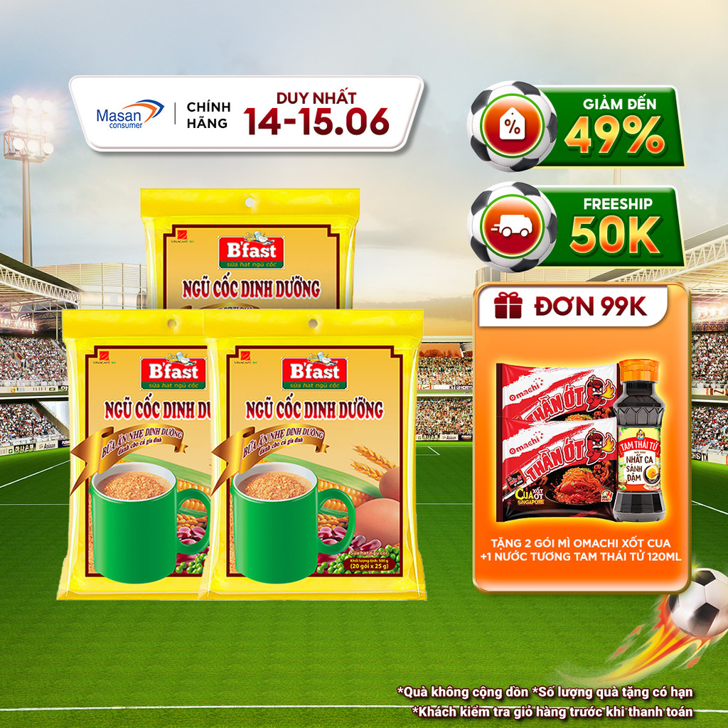Combo 3 Túi Sữa Hạt Ngũ Cốc B'Fast - Túi 20 Gói x 25g