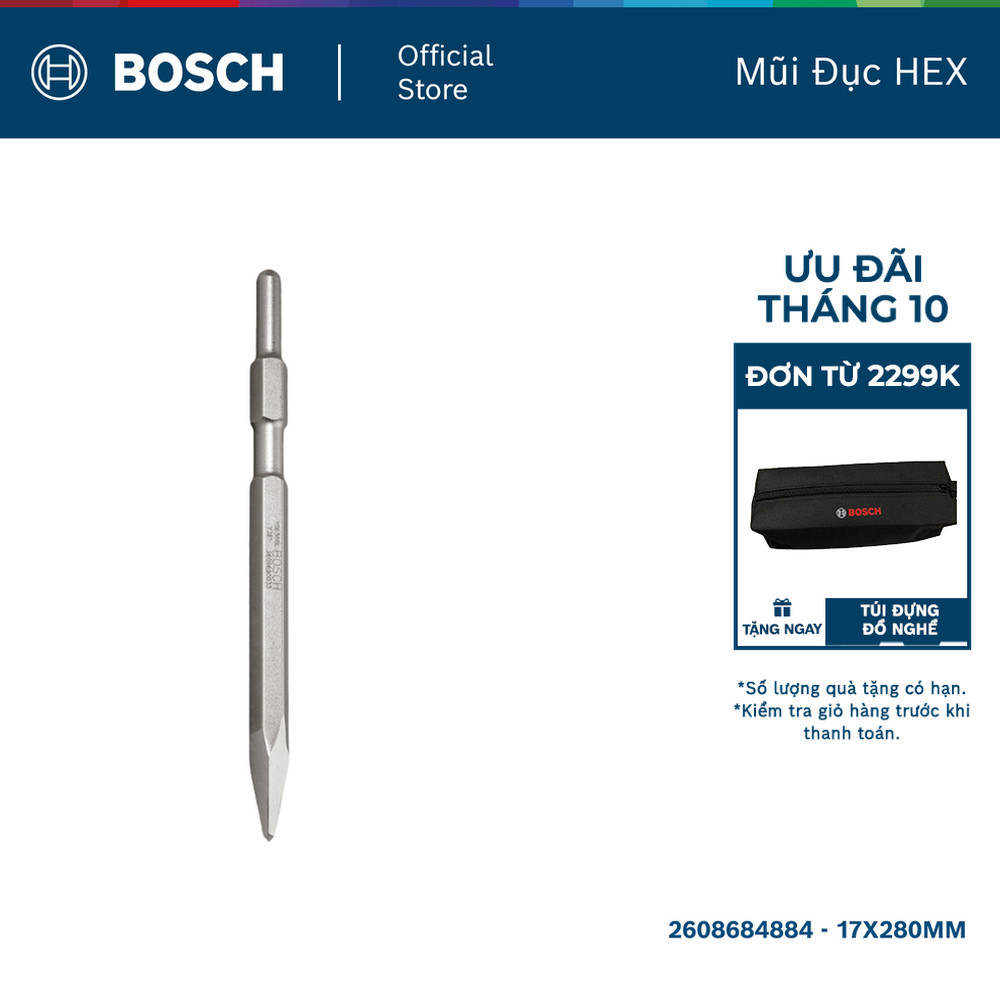 Mũi đục nhọn Bosch HEX 17x280mm
