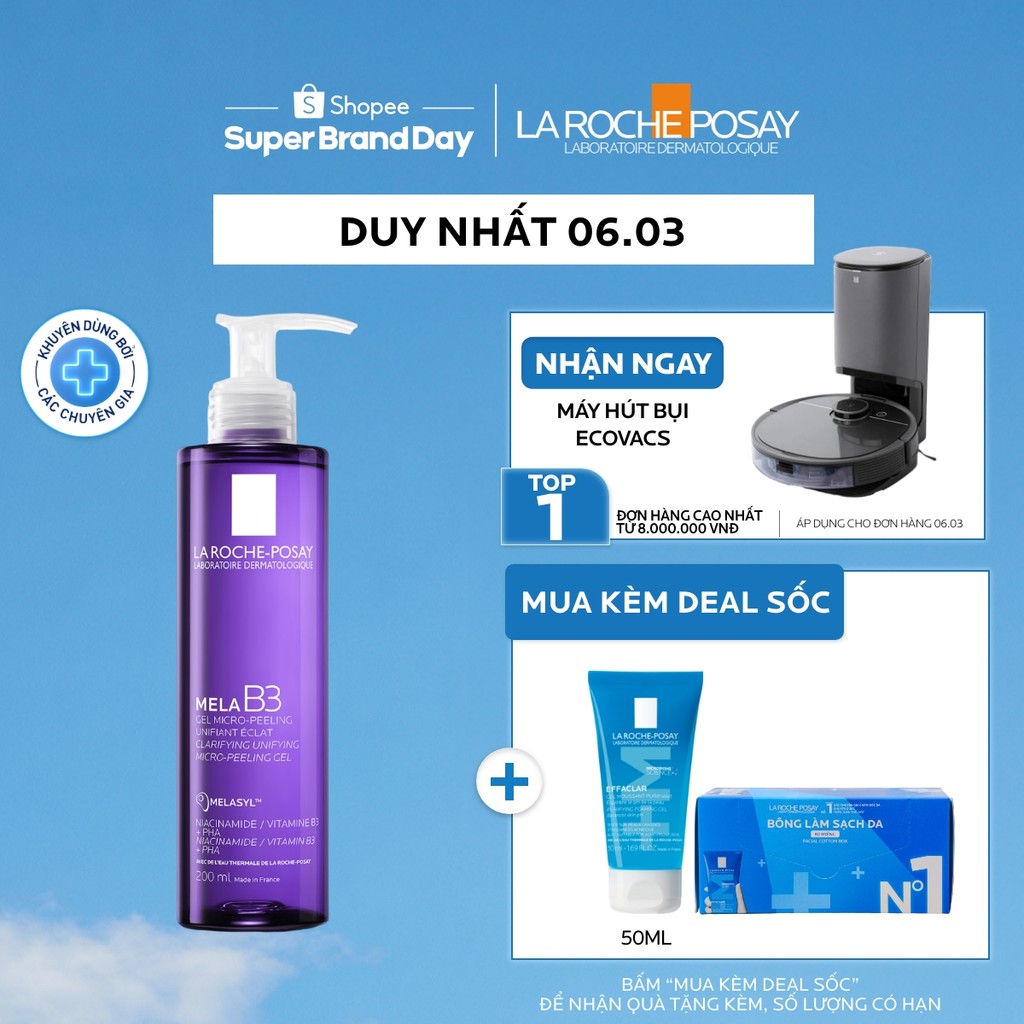 Sữa rửa mặt mờ thâm sáng da La Roche-Posay Mela B3 Clarifying Micro-Peeling Gel 200ml