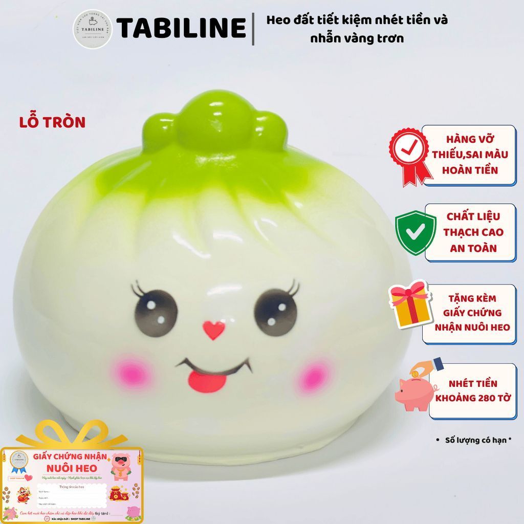 [Top bán chạy] Heo đất ống tiết kiệm tiền lỗ tròn bánh màn thầu size vừa LD07 - TABILINE