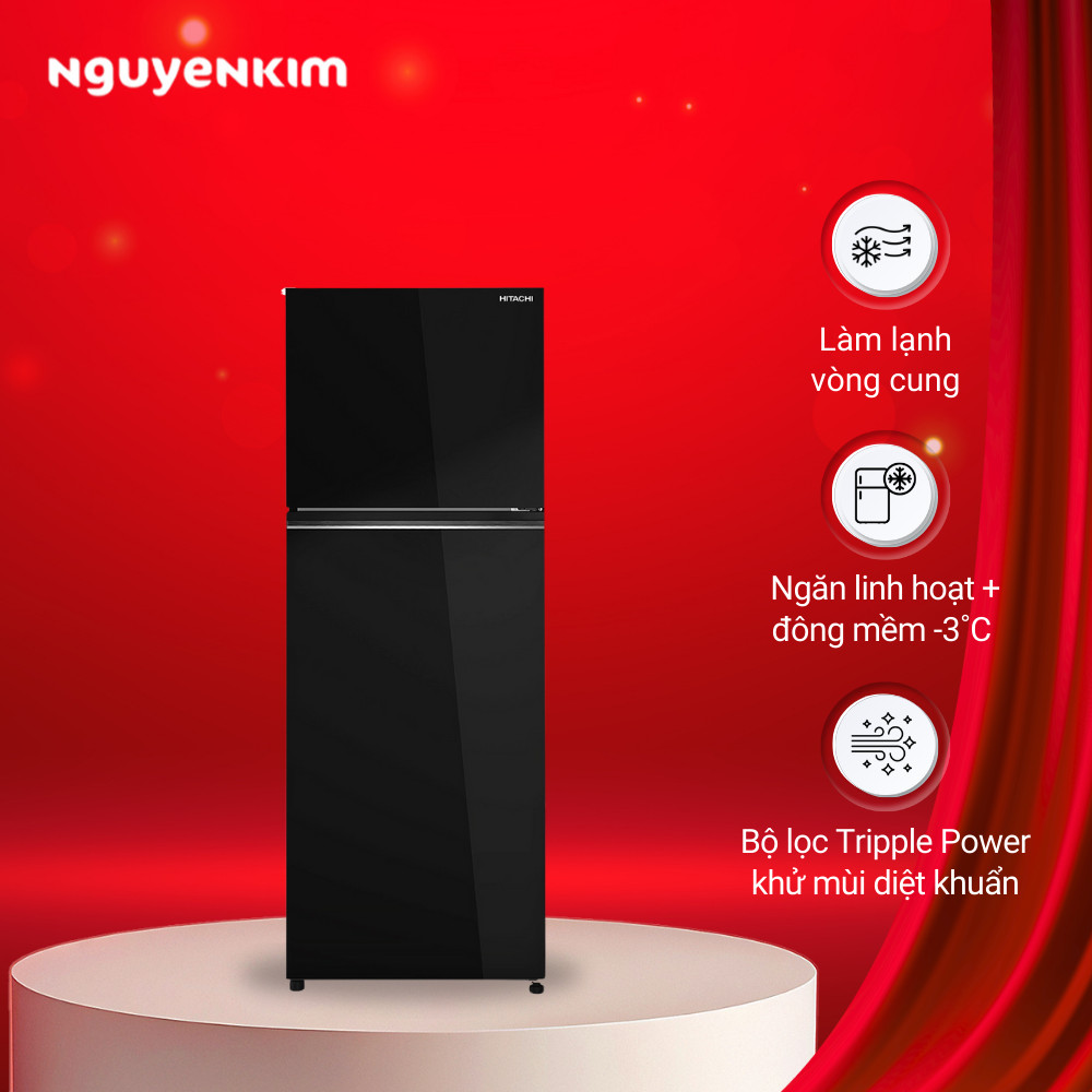 Tủ lạnh 2 cánh Hitachi Inverter Grand Carbon 409 lít ngăn đông trên HRTN6443SGBKVN