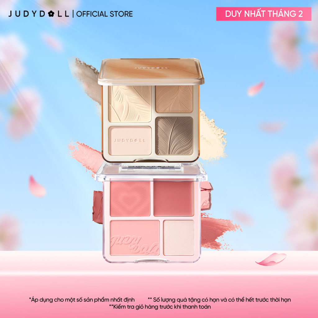 Judydoll Combo bảng phấn tạo khối và bảng má hồng Palette