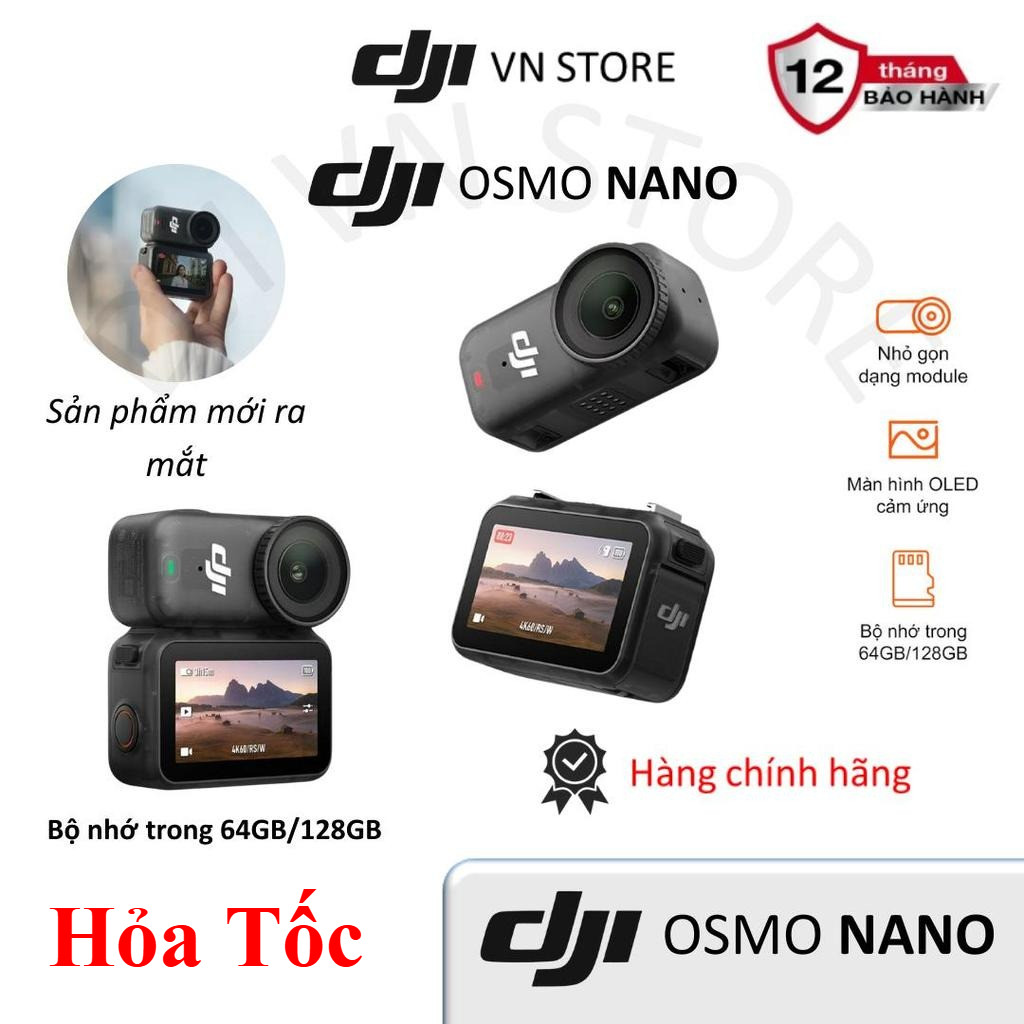 ( Hoả Tốc ) DJI Osmo Nano Action Camera 4K Nhỏ Gọn Chống Rung 64g/128g - Chính Hãng DJI VN
