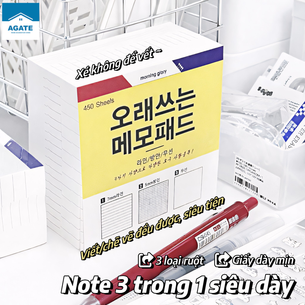 Giấy ghi chú vuông màu vàng, sổ ghi chú vuông, tiện lợi khi đánh dấu, giấy dày và mịn, có 3 loại trang bên trong