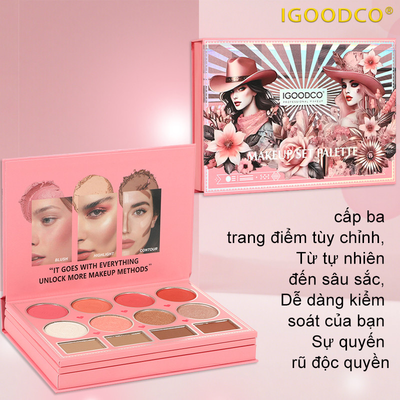 IGOODCO (IG3212) Phấn Mắt Cao Matte Nhiều Màu Son Môi Che Khuyết Điểm Cô Gái Sinh Nhật Ngày Lễ Quà Tặng Phấn Mắt Sách Trang Điểm