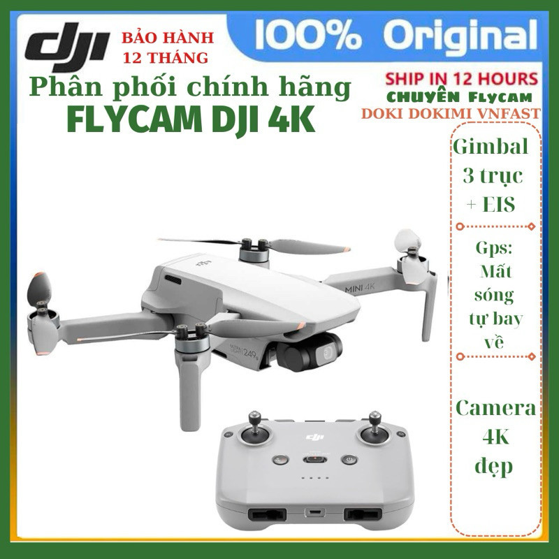 Flycam DJI Mini 4K - 4K gimbal 3 trục - Bh12T