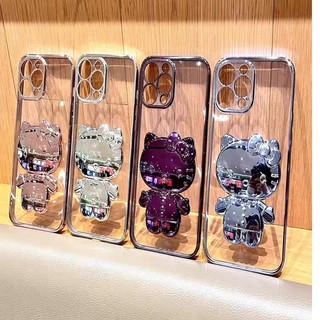 Ốp Điện Thoại Trong Suốt Kèm Gương Hình Mèo Hello Kitty Cho iPhone 14promax 12 11 ins 11 PRO 11 PRO MAX 12 2 PR 12 PRO MAX