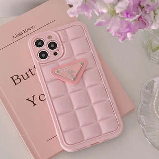 Ốp Điện Thoại Mềm Hình Tam Giác Màu Hồng Cho Iphone 14 14 Pro 14 Pro Max X XR XS Max 11 12 promax 13 Pro Max