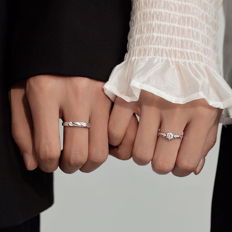 Cặp đôi bạc Unisex Love for Ring dành cho nam nữ, Sterling 925 cao cấp