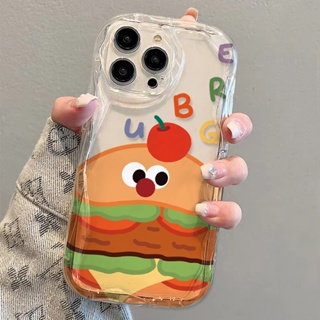 Ốp Điện Thoại Dẻo Trong Suốt Họa Tiết Bánh Burger Cam Độc Đáo Cho iphone 14 pro Max 11 13 12 7Plus 8 X XS Max