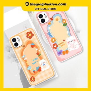 Ốp iphone - Ốp lưng iphone cạnh vuông bảo vệ camera gấu trắng cute dành cho ip 6 đến 14promax - ng343