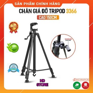 Gậy Đa Năng Tripod 3366 Có 3 Chân Máy Ảnh Chụp Hình Selfie Tự Sướng, cao 150cm, Kèm Giá Đở Điện Thoại &amp; Máy Ảnh.