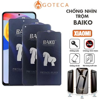 Kính cường lực Baiko Chống nhìn trộm Xiaomi Full dòng Poco C40 Mi 12T Note 12 Pro Note 11 Redmi 10 K40 Gaming K60 X4 pro