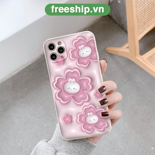 Ốp vuông iphone hoa hồng thỏ 14 Pro max 6 /7/8 Plus 11 11 Pro 11 Promax X Xs max 12 Pro 12 Promax 13 Se 2022 2020 e4122