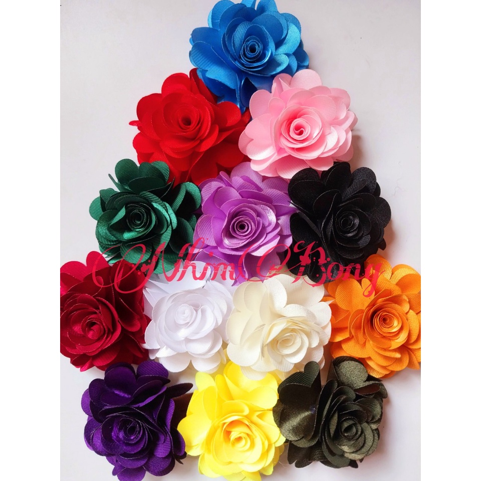 Set 10 hoa hồng vải phi lụa 6cm (H55A)