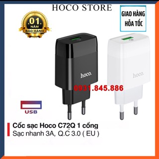 Củ Sạc Nhanh Iphone 12 Pro Max Chính Hãng 18W Hoco C72Q Cốc Sạc Nhanh Điện Thoại Cổng Usb Cho Samsung IPad Oppo Android
