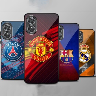 Ốp Lưng OPPO A17, A17K mặt kính cường lực cao cấp In hình Câu Lạc Bộ Bóng Đá