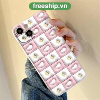 Ốp điện thoại iphone caro tim hiệu ứng in nền nổi BVC 7plus/8plus/x/xs/xs max/11/11pro max 12 13 14 plus e4114