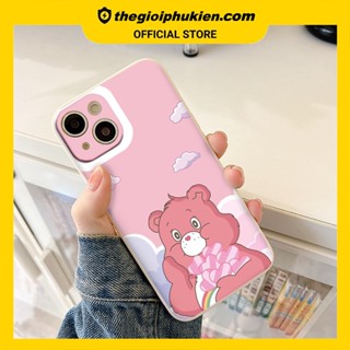 Ốp iphone - Ốp lưng iphone cạnh vuông bảo vệ camera gấu hồng dành cho ip 6 đến 14promax - ng374