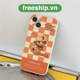 Ốp iphone độc đáo bánh Cookies caro cam  đủ mã 6 6s plus 7 8 plus x xs xr 14promax 13 12 11 pro max plus e5041