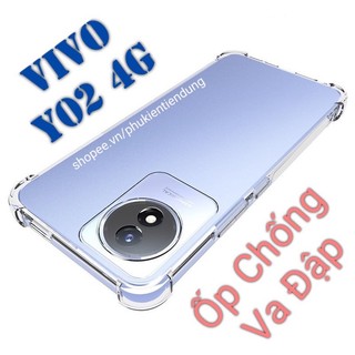 Ốp Lưng Vivo Y02 4G / Y02A Dẻo Trong Chống Va Đập Có Gù Bảo Vệ 4 Gốc Silicon Cao Cấp