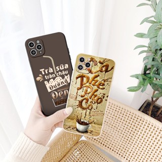 Ốp Iphone viền vuông trắng đen trà sữa cà phê Việt Nam cho iphone 6/7/8Plus X XS xr xsmax 11/12/13/14pro promax e3014