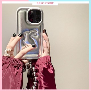 Ốp Lưng Iphone Niche Thỏ Bạc Hình Nổi Kèm Dây Sang Trọng Chống Sóc cho Iphone  X XS XS Max 11 12 13 14 Pro Max