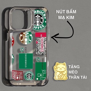 Ốp iphone Starbuck độc đáo lưng cứng trong suốt Chống Sốc BVC Cho iPhone 13 12 11 Pro Max Xs Max 7 8 6 6s Plus