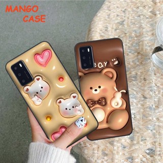 Ốp lưng Oppo A16 hình in 3D gấu nâu cute, trái tim kẹo dễ thương, rẻ bền đẹp