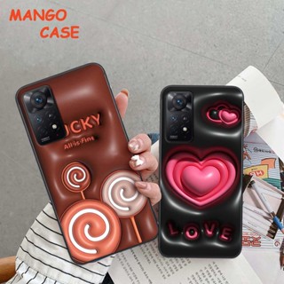 Ốp lưng Xiaomi Redmi Note 11 4G / Note 11S /Note 11 Pro 5G hình in 3D gấu nâu cute, trái tim kẹo dễ thương, rẻ bền đẹp