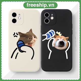 Ốp lưng điên thoại chống bẩn viền vuông bựa hoạt hình dog cat ngộ nghĩnh Iphone 7 8 Plus SE XS Max 11 12 13 14 Pro Max