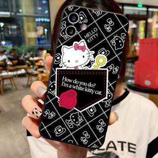 Ốp Điện Thoại iphone nền đen ốp vuông caro hello kitty cat Bảo Vệ iPhone 14 13 12 11 Pro Max X XR Xs Max 8 7 Plus