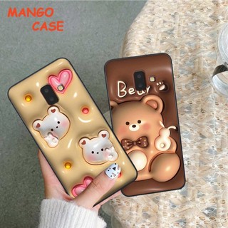 Ốp lưng Samsung J6 2018 / J6 Plus / J6+ hình in 3D gấu nâu cute, trái tim kẹo dễ thương, rẻ bền đẹp