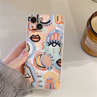 Ốp iphone hình trừu tượng mắt môi Apple iphone Case 7+ 8 plus 12 Pro max 11 Pro X XS MAX XR 14 13pro promax e3215