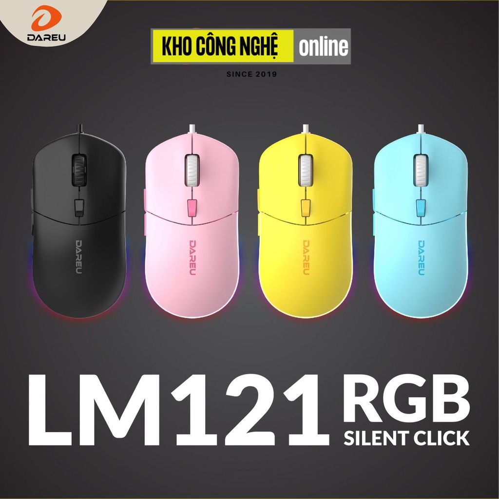 Chuột gaming DareU LM121 (Led RGB, Silent Click, DPI 1000 - 6400)