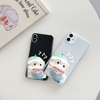 Ốp lưng iphone trong suốt hình gấu mặt giấy hỏi chấm cho Iphone 7 8 Plus SE X XS XS Max 11 12 13 14 Pro Max u542