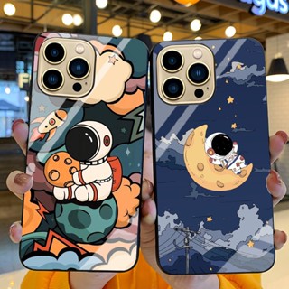 Ốp Lưng IPHONE 14, 14 PRO, 14 PRO MAX Ốp kính bóng cao cấp Phi Hành Gia