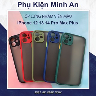 Ốp Lưng iP 14 Pro 14 Pro Max 14 Plus Vỏ Bọc Điện Thoại Case Nhám Mờ Viền Màu Bảo Vệ Camera 12 13 ProMax - Minh An Saigon