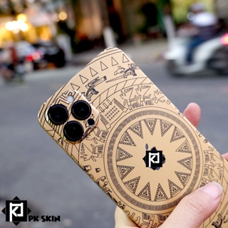 Miếng dán skin iphone 14 pro max, 13 pro max, 12 pro max, 11 pro max, 14 pro, 13 pro, 12 pro, 14, ...vân nổi trống đồng