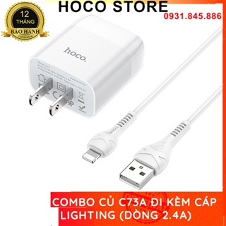 Bộ Sạc Nhanh 2 Cổng USB Chân Micro USB Type C IP Hoco C73, Công suất 12W Cho Điện Thoại Tablet Chính Hãng