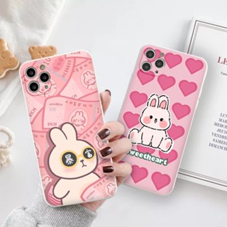 Ốp Điện Thoại Mềm Họa Tiết Thỏ hồng Cho Iphone 12 13 14 promax 11 xr xsmax 8P e2107