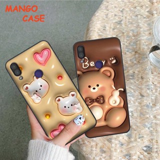 Ốp lưng Xiaomi Redmi Note 7 hình in 3D gấu nâu cute, trái tim kẹo dễ thương, rẻ bền đẹp