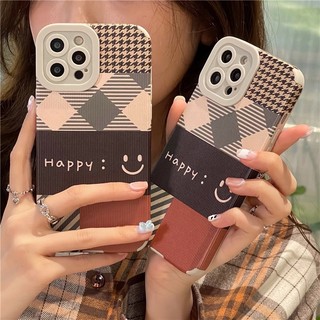 Ốp Lưng Da Sọc Nổi Bảo Vệ Camera Happy [Iphone/Oppo/Samsung/Vivo