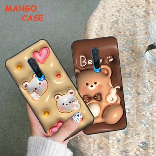 Ốp lưng Xiaomi Redmi K30 / Redmi K30 5G hình in 3D gấu nâu cute, trái tim kẹo dễ thương, rẻ bền đẹp