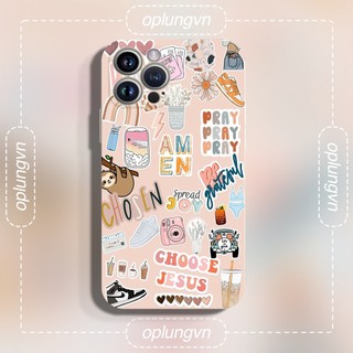 Ốp Điện Thoại Vuông in Sticker cute Cho iPhone 14 13 Pro Max 11 12 Mini XR X XS Max 7 8 Plus SE 2022 e2520