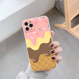 Ốp lưng dẻo iPhone hiệu ứng kem chảy nâu vàng hồng cho 14, 13, 12, 11  Mini, 12 Pro Max/ Xs Max/ XR 7 SE e4272