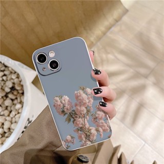 Ốp lưng iPhone cây hoa hồng nền xanh đơn giản cho 14, 13, 12 Mini, 12 Pro Max, 11 Pro Pro Max/ Xs Max/ XR 7 e4618